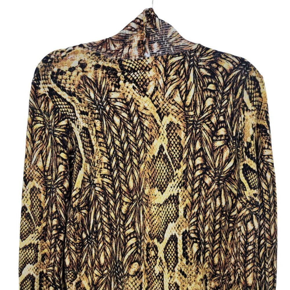 Vintage Alberto Makali Artsy Snake Open Cardigan L Golden Duster Sweater Beaded - Picture 9 of 11